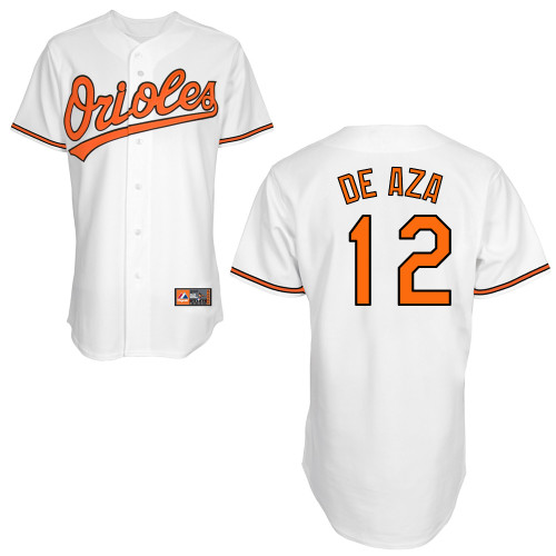 Alejandro De Aza #12 MLB Jersey-Baltimore Orioles Men's Authentic Home White Cool Base Baseball Jersey
